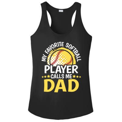 My Favorite Softball Player Calls Me Dad Funny Softball Dad Gift Ladies PosiCharge Competitor Racerback Tank