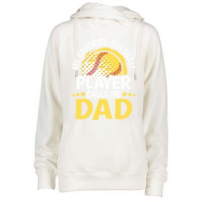 My Favorite Softball Player Calls Me Dad Funny Softball Dad Gift Womens Funnel Neck Pullover Hood