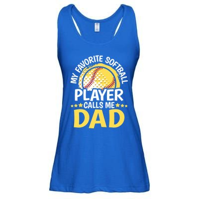 My Favorite Softball Player Calls Me Dad Funny Softball Dad Gift Ladies Essential Flowy Tank