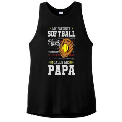 My Favorite Softball Player Calls Me Papa Father’S Day Dad Ladies PosiCharge Tri-Blend Wicking Tank