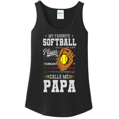 My Favorite Softball Player Calls Me Papa Father’S Day Dad Ladies Essential Tank