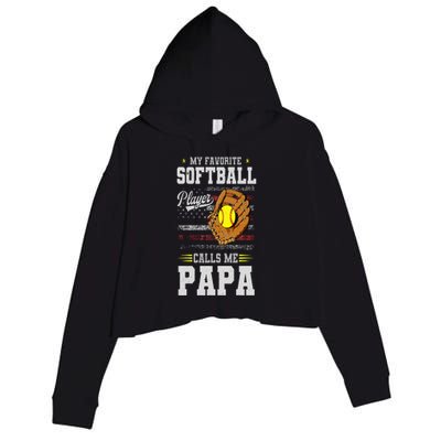 My Favorite Softball Player Calls Me Papa Father’S Day Dad Crop Fleece Hoodie