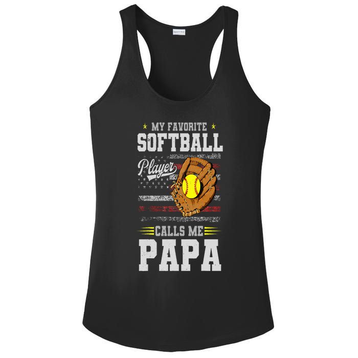 My Favorite Softball Player Calls Me Papa Father’S Day Dad Ladies PosiCharge Competitor Racerback Tank