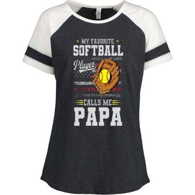 My Favorite Softball Player Calls Me Papa Father’S Day Dad Enza Ladies Jersey Colorblock Tee