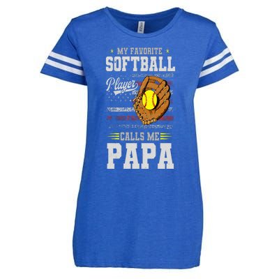 My Favorite Softball Player Calls Me Papa Father’S Day Dad Enza Ladies Jersey Football T-Shirt