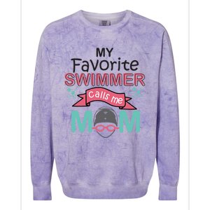 My Favorite Swimmer Calls Me Mom Swim Team Swimming Gift Cute Gift Colorblast Crewneck Sweatshirt