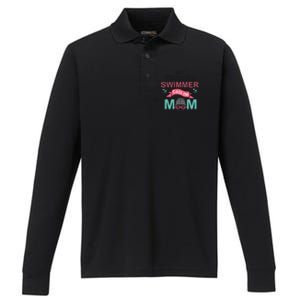 My Favorite Swimmer Calls Me Mom Swim Team Swimming Gift Cute Gift Performance Long Sleeve Polo