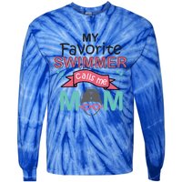 My Favorite Swimmer Calls Me Mom Swim Team Swimming Gift Cute Gift Tie-Dye Long Sleeve Shirt