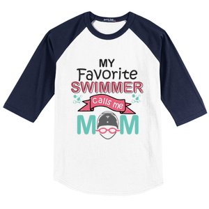 My Favorite Swimmer Calls Me Mom Swim Team Swimming Gift Cute Gift Baseball Sleeve Shirt