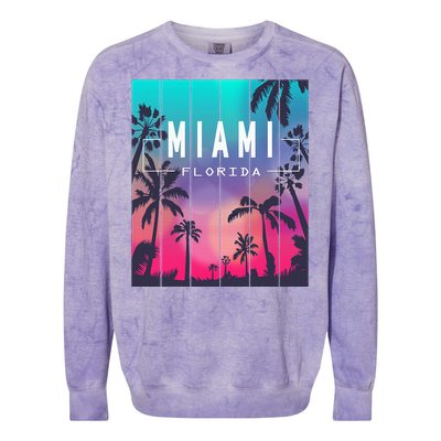 Miami Florida Sunset I Love Miami Beach Souvenir Colorblast Crewneck Sweatshirt