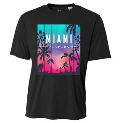 Miami Florida Sunset I Love Miami Beach Souvenir Cooling Performance Crew T-Shirt