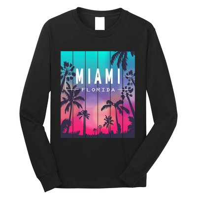 Miami Florida Sunset I Love Miami Beach Souvenir Long Sleeve Shirt