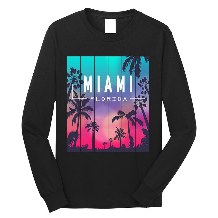 Miami Florida Sunset I Love Miami Beach Souvenir Long Sleeve Shirt