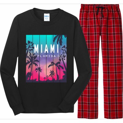 Miami Florida Sunset I Love Miami Beach Souvenir Long Sleeve Pajama Set