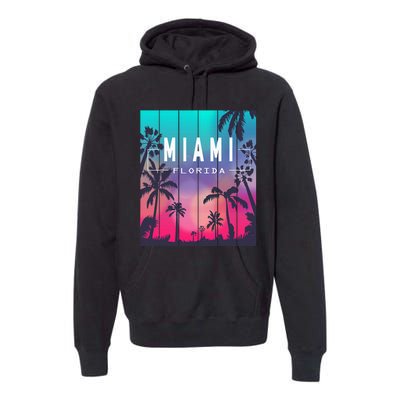 Miami Florida Sunset I Love Miami Beach Souvenir Premium Hoodie