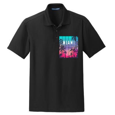 Miami Florida Sunset I Love Miami Beach Souvenir Dry Zone Grid Polo