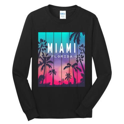 Miami Florida Sunset I Love Miami Beach Souvenir Tall Long Sleeve T-Shirt