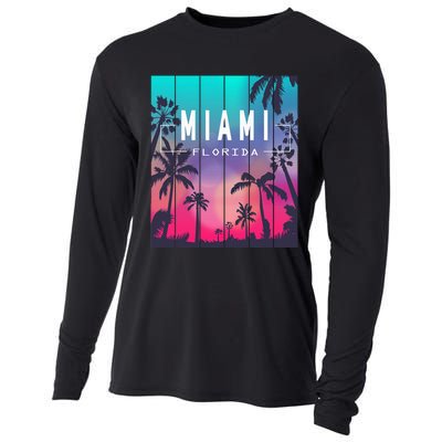 Miami Florida Sunset I Love Miami Beach Souvenir Cooling Performance Long Sleeve Crew