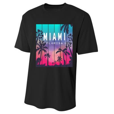 Miami Florida Sunset I Love Miami Beach Souvenir Performance Sprint T-Shirt