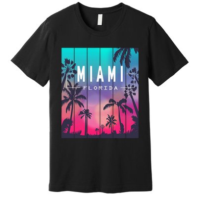 Miami Florida Sunset I Love Miami Beach Souvenir Premium T-Shirt