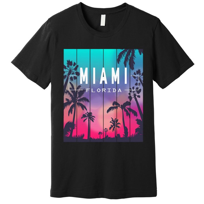 Miami Florida Sunset I Love Miami Beach Souvenir Premium T-Shirt