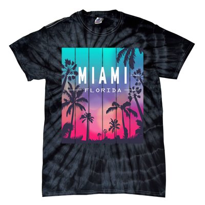 Miami Florida Sunset I Love Miami Beach Souvenir Tie-Dye T-Shirt