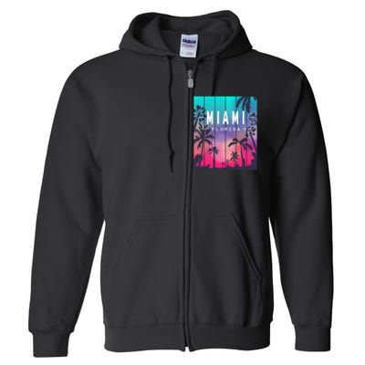 Miami Florida Sunset I Love Miami Beach Souvenir Full Zip Hoodie