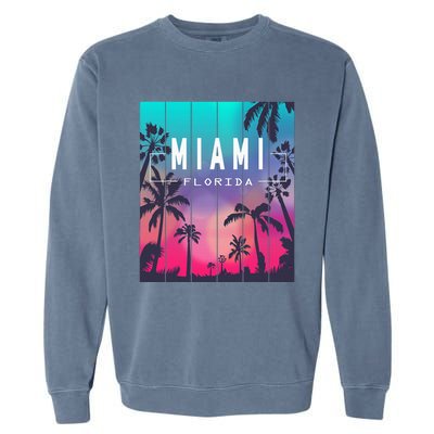 Miami Florida Sunset I Love Miami Beach Souvenir Garment-Dyed Sweatshirt