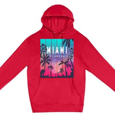 Miami Florida Sunset I Love Miami Beach Souvenir Premium Pullover Hoodie