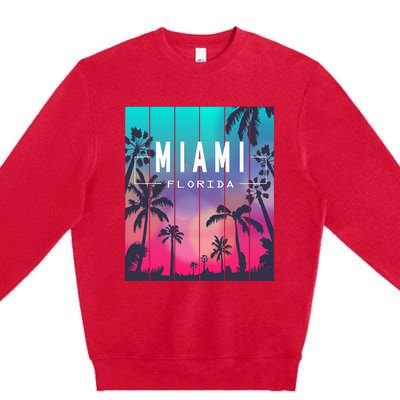 Miami Florida Sunset I Love Miami Beach Souvenir Premium Crewneck Sweatshirt