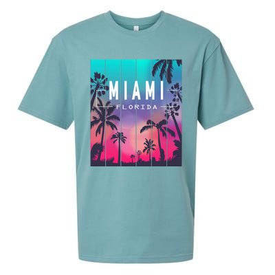 Miami Florida Sunset I Love Miami Beach Souvenir Sueded Cloud Jersey T-Shirt