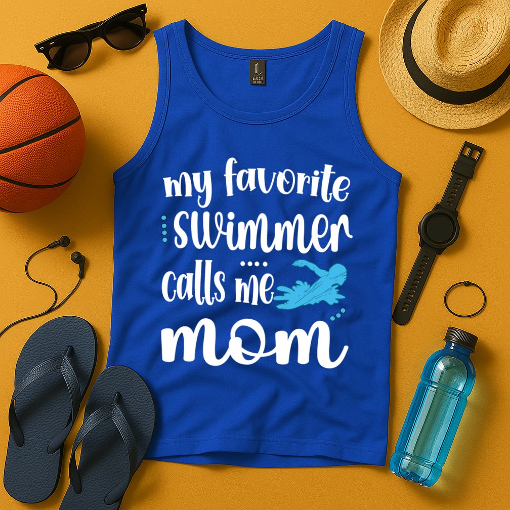 My Favorite Swimmer Calls Me Swim Mom Swimming Mama Gift Tank Top
