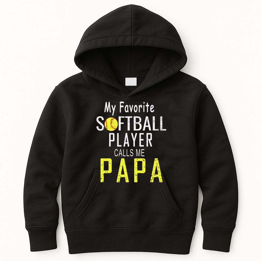My Favorite Softball Player Calls Me Papa Father's Day Gift Kids Hoodie