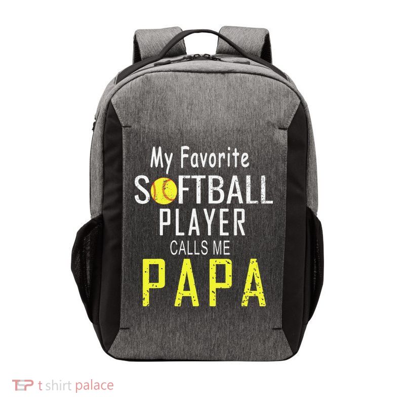 My Favorite Softball Player Calls Me Papa Father's Day Gift Vector Backpack