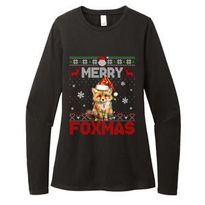 Merry Foxmas Santa Fox Lights Fox Lovers Ugly Xmas Gift Womens CVC Long Sleeve Shirt