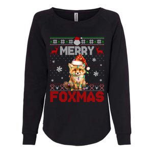 Merry Foxmas Santa Fox Lights Fox Lovers Ugly Xmas Gift Womens California Wash Sweatshirt