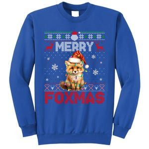 Merry Foxmas Santa Fox Lights Fox Lovers Ugly Xmas Gift Sweatshirt