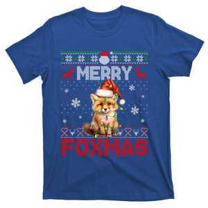 Merry Foxmas Santa Fox Lights Fox Lovers Ugly Xmas Gift T-Shirt