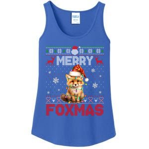 Merry Foxmas Santa Fox Lights Fox Lovers Ugly Xmas Gift Ladies Essential Tank