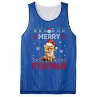 Merry Foxmas Santa Fox Lights Fox Lovers Ugly Xmas Gift Mesh Reversible Basketball Jersey Tank