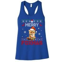 Merry Foxmas Santa Fox Lights Fox Lovers Ugly Xmas Gift Women's Racerback Tank