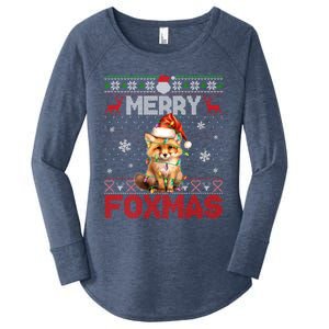 Merry Foxmas Santa Fox Lights Fox Lovers Ugly Xmas Gift Women's Perfect Tri Tunic Long Sleeve Shirt