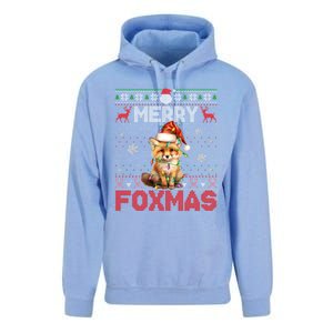 Merry Foxmas Santa Fox Lights Fox Lovers Ugly Xmas Gift Unisex Surf Hoodie