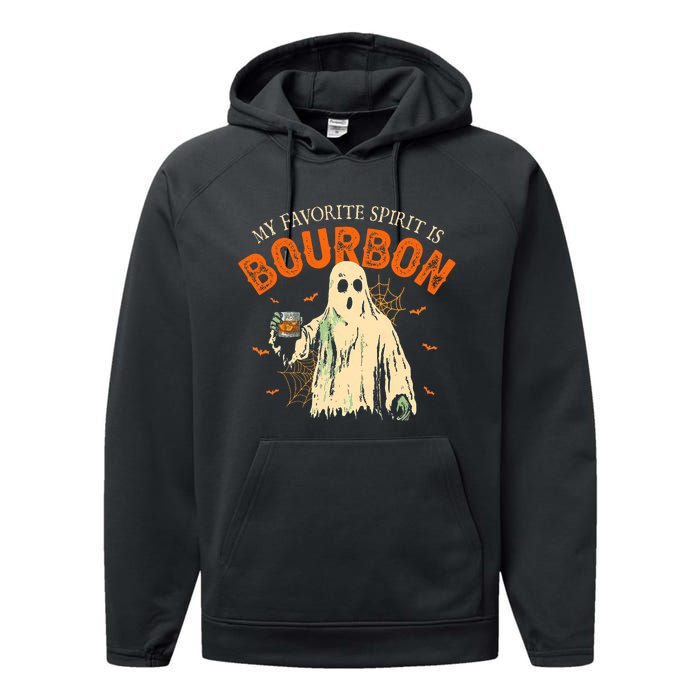 My Favorite Spirit Is Bourbon Funny Ghost Halloween Costume Performance Fleece Hoodie