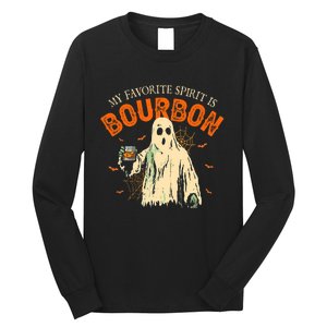 My Favorite Spirit Is Bourbon Funny Ghost Halloween Costume Long Sleeve Shirt