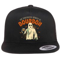 My Favorite Spirit Is Bourbon Funny Ghost Halloween Costume Flat Bill Trucker Hat