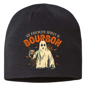 My Favorite Spirit Is Bourbon Funny Ghost Halloween Costume Sustainable Beanie