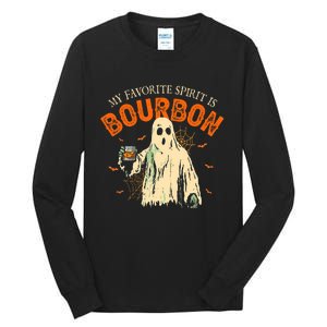 My Favorite Spirit Is Bourbon Funny Ghost Halloween Costume Tall Long Sleeve T-Shirt