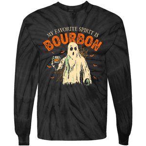 My Favorite Spirit Is Bourbon Funny Ghost Halloween Costume Tie-Dye Long Sleeve Shirt