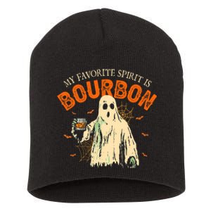 My Favorite Spirit Is Bourbon Funny Ghost Halloween Costume Short Acrylic Beanie